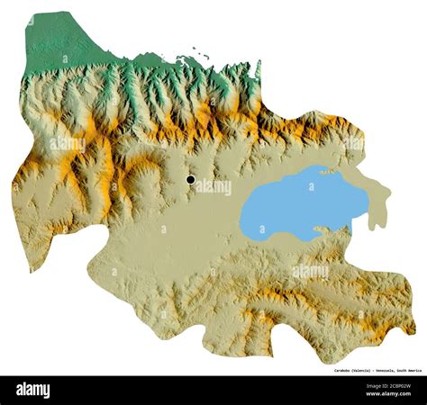 Shape of Carabobo, state of Venezuela, with its capital isolated on ...