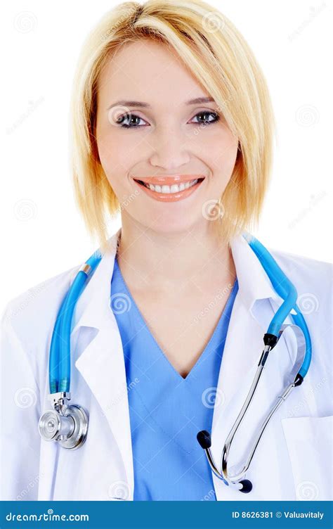 Portrait Of Smiling Female Doctor With Stethoscope Stock Image Image