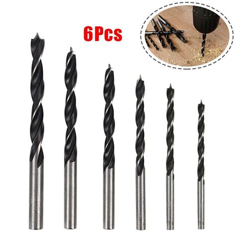 6pcs Trois Points Mèche à Bois Set 3 8mm for Travail Du Outil Spirale