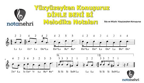 Yüzyüzeyken Konuşuruz DİNLE BENİ Bİ Melodika Notaları Bağlama