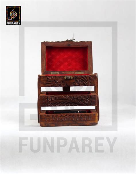 Hand Carved Wooden Cantilever Jewelry Box 46 Funparey