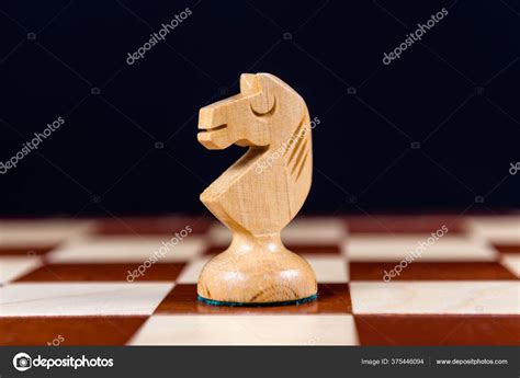 White Chess Knight Chessboard Black Background Stock Photo by ©detstvo ...