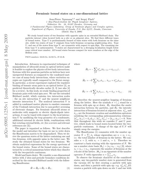 PDF Fermionic Bound States On A One Dimensional Lattice