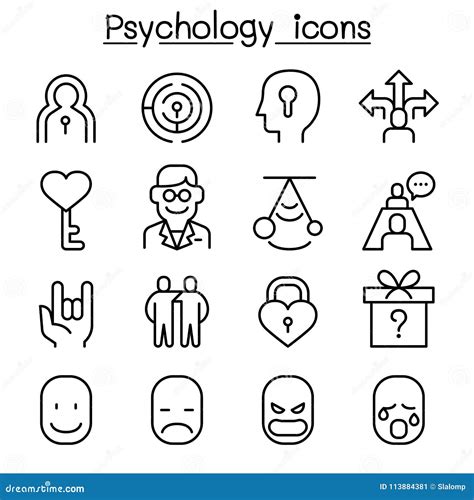 Psychology Icon Set In Thin Line Style Stock Vector Illustration Of