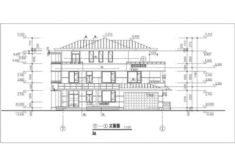 某三层框架结构欧式风格别墅样板房设计cad建筑方案图（甲级院设计）居住建筑土木在线