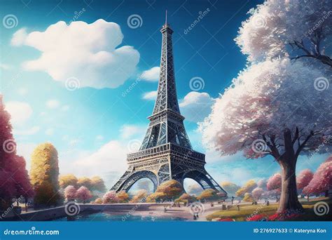 Eifel Tower In Paris Generative Ai Illustration Showcasing The Beauty