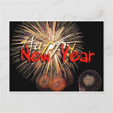 Fireworks in Red Happy New Year 2023 Postcard | Zazzle | Happy new year ...