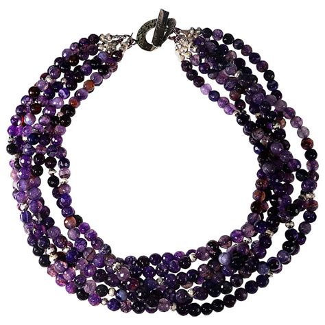 Gemjunky Luscious Purple Multi Strand Choker Necklace For Sale At 1stdibs