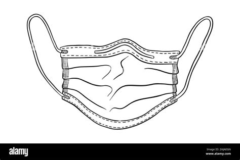 Face Medical Mask Sketch Hand Drawn Personal Protective Equipment