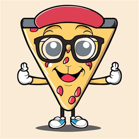 Premium Vector Cute Pizza Slice Wearing Glasses With Thumbs Up