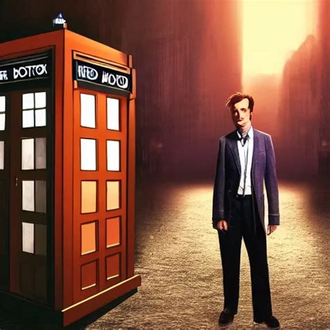 An Illustration Of The Tenth Doctor Stepping Out Of Stable Diffusion