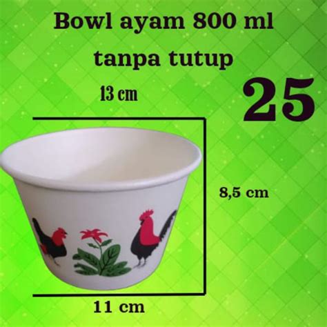 Jual Paper Bowl Cup Mangkok Mangkuk Ayam Jago Isi 25 Pcs Kertas Bakso