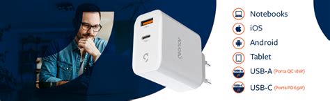 Geonav Carregador Universal Superpower Gan Duo W Usb A E Usb C