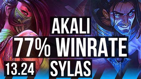 AKALI Vs SYLAS MID 77 Winrate Quadra 7 Solo Kills KR Master