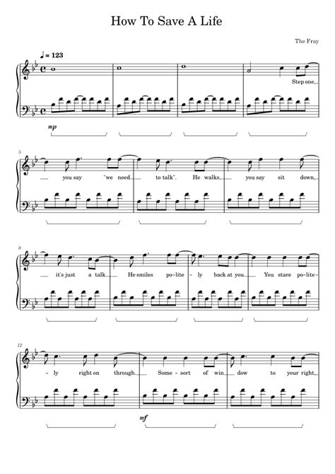 How To Save A Life The Fray Sheet Music For Piano Solo