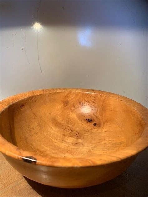 Vintage Hand Turned Maple Wooden Bowl Hand Turned Signed By