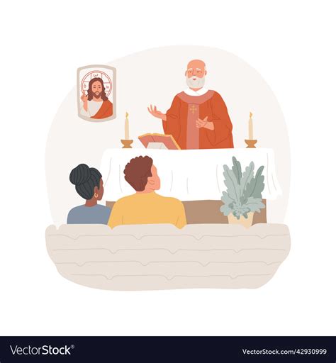 Going To Church On Sunday Isolated Cartoon Vector Image