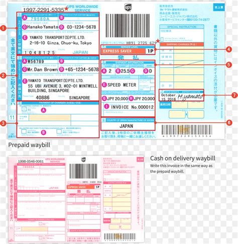 United Parcel Service Cash On Delivery Yamato Transport Cargo Waybill