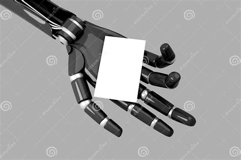 Humanoid Robot Hand Holding A White Business Card 3d Illustration