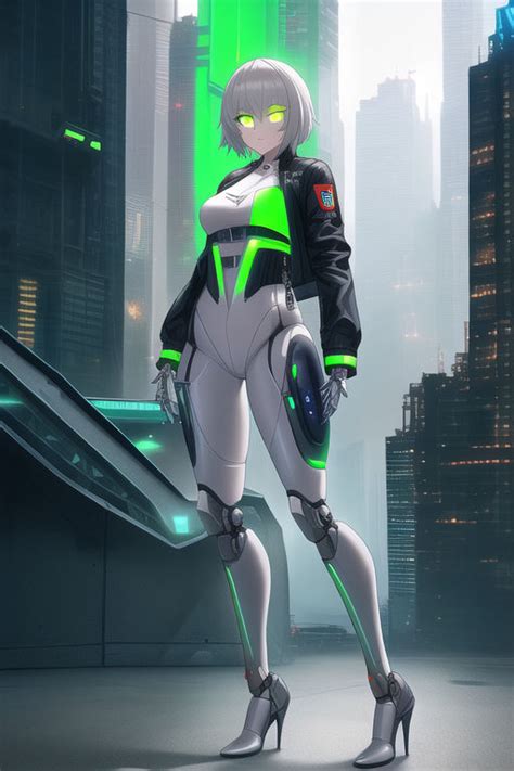 Android Body Short White Hair Glowing Green Eyes By Varm209 On Deviantart