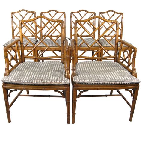 Set Of Six Vintage Faux Bamboo Dining Chairs At 1stdibs