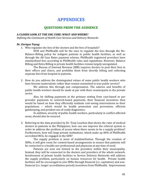 2017 Phil Health Symposium Appendices Appendices Questions From The