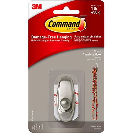 Command Medium Decorative Hooks Brushed Nickel Hooks Strips Per