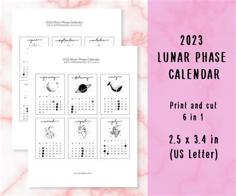 2023 Lunar Calendar Lunar Planner 2023 Monthly Calendar - Etsy