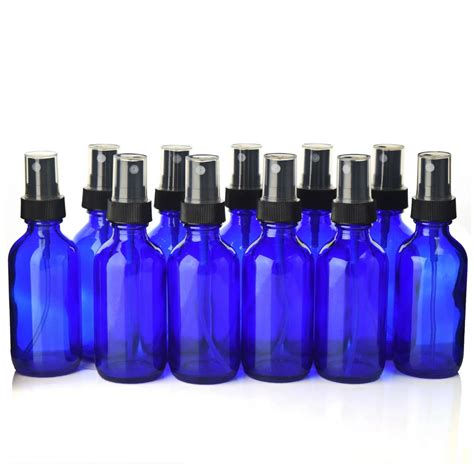 Pcs Oz Ml Cobalt Blue Glass Spray Bottles With Black Fine Mist