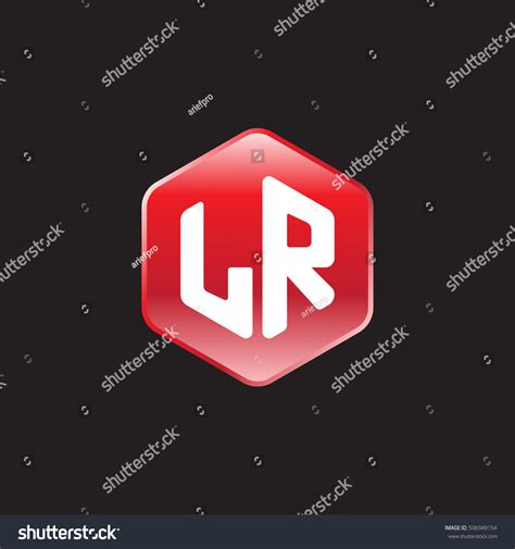 Initial Letters LR Rounded Hexagon Shape Red Royalty Free Stock