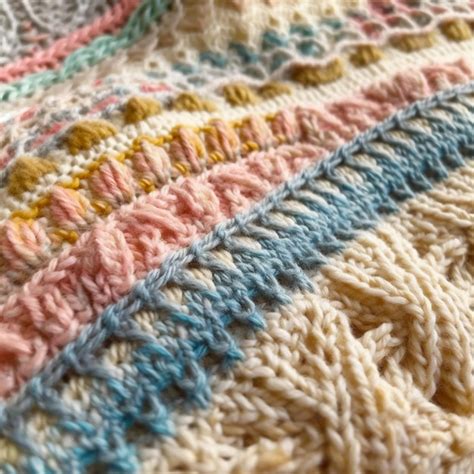 Premium AI Image A Close Up Of A Crochet Blanket With A Colorful Pattern