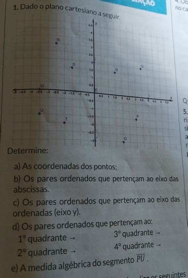 Solved No Ca Dado O Plano Cartesiano A Seguir Q Ri Si A A As