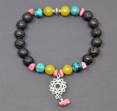 Reiki Charged Beaded Gemstone Bracelet Heart Chakra Charm Etsy