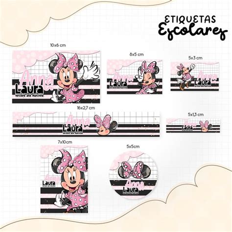 Arquivo Etiqueta Escolar Minnie Rosa Png Pdf Studio Elo