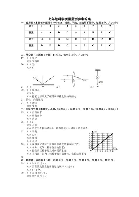 浙江省湖州市南浔区2021 2022学年七年级下学期期末质量监测科学试题（pdf版，含答案） 21世纪教育网