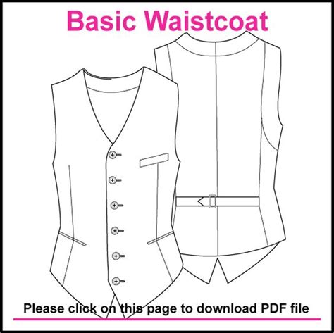 Basic Single Breasted Waistcoat Pattern Created In Illustrator Saved