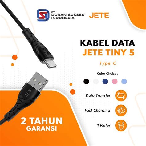 Kabel Data USB Type C Fast Charging With LED Light JETE Tiny 5