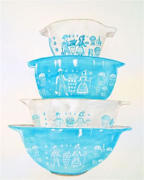 Free Pyrex Printable Pyrex Vintage Watercolor Illustration Pyrex