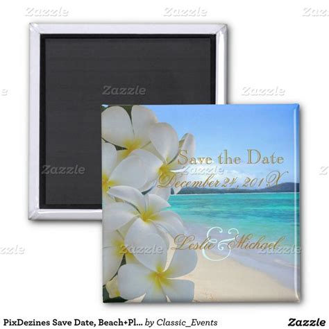 Pixdezines Save The Date Beach Plumeria Lei Magnet Zazzle Save