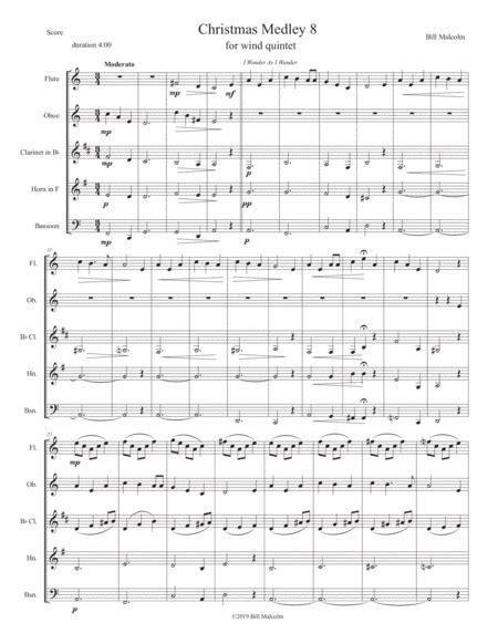 Christmas Medley 8 For Wind Quintet Arr Bill Malcolm Sheet Music Bill Malcolm Woodwind