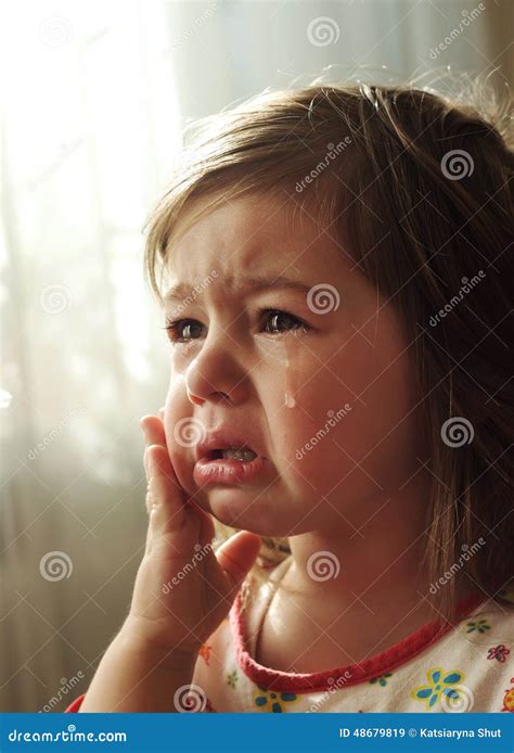 Little child is crying stock image. Image of closeup - 48679819