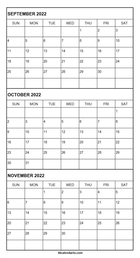 Printable October November Calendar