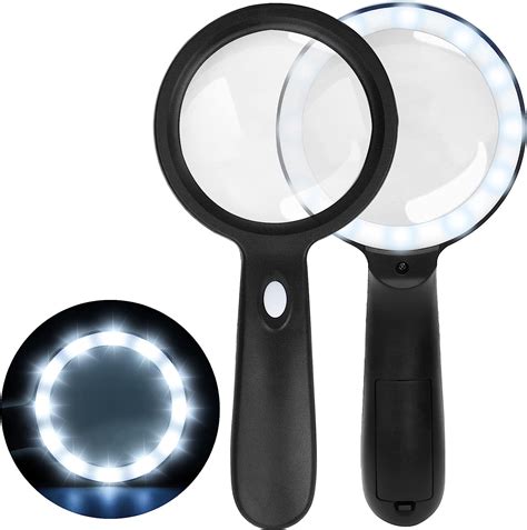 Hakacc Magnifying Glass With Light 12 Led Illuminated 10x Handheld Magnifier 85mm Magnifying