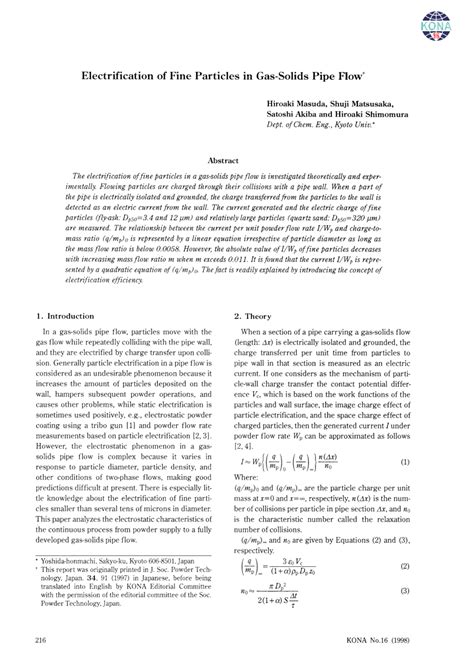 Pdf Electrification Of Fine Particles In Gas Solids Pipe Flow