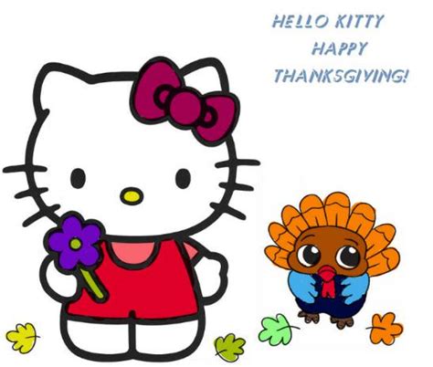 Hello Kitty And Baby Turkey Happy Thanksgiving Coloring Page - Free Printable Coloring Pages