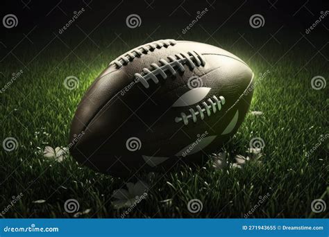 Rugby Ball on Green Grass. Generative AI Stock Illustration ...