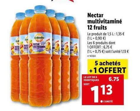 Promo Nectar multivitaminé 12 fruits solevita chez Lidl