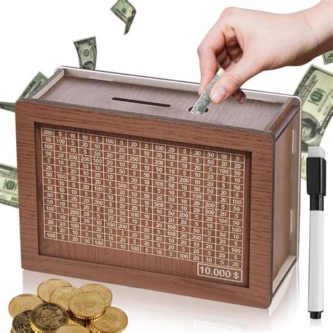 Amazon.com: Saving Money Box Saving 10,000 Challenge Box Wooden Money