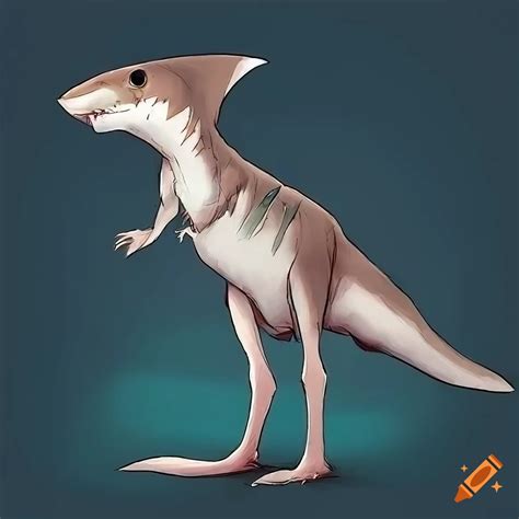 Side View Of A Shark Kangaroo Hybrid Creature In A Digital Painting On