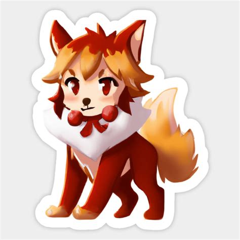 Cute Red Wolf Drawing - Red Wolf - Sticker | TeePublic